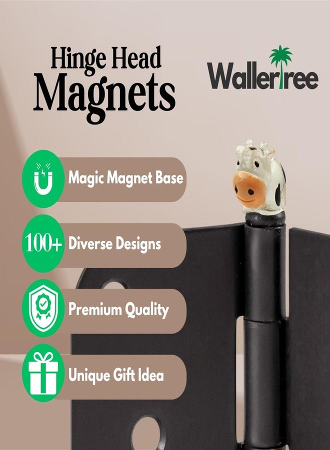 Wallertree Luminous Cow Hinge Heads Decorative Topper Set of 6 - Glow in The Dark Magnetic Hinge Head Toppers - Mini Animals Door Hinge Head Home Decoration - Image 3